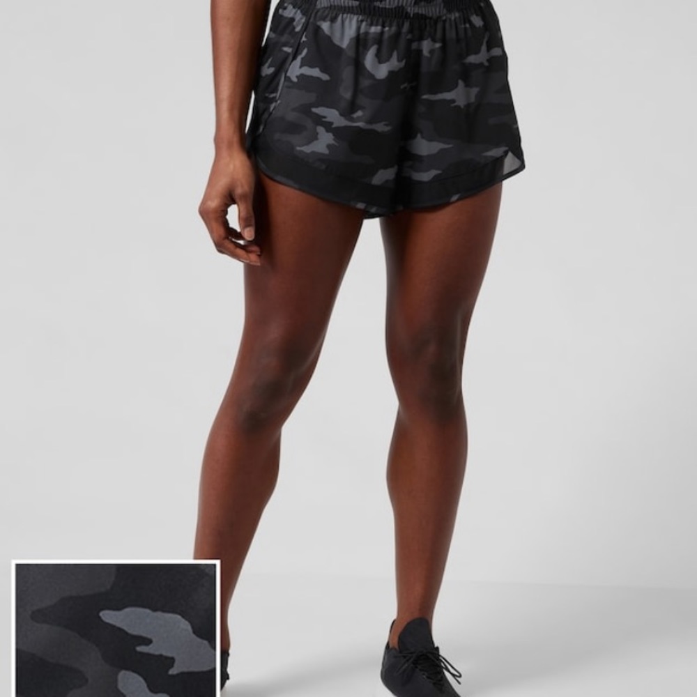 Athleta Black camo running shorts